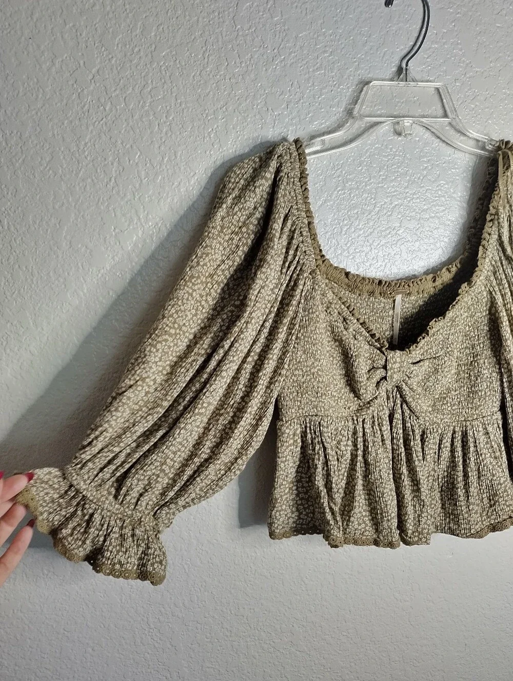 Free People Brittnee Print Smacked Peplum Top Sz Xs